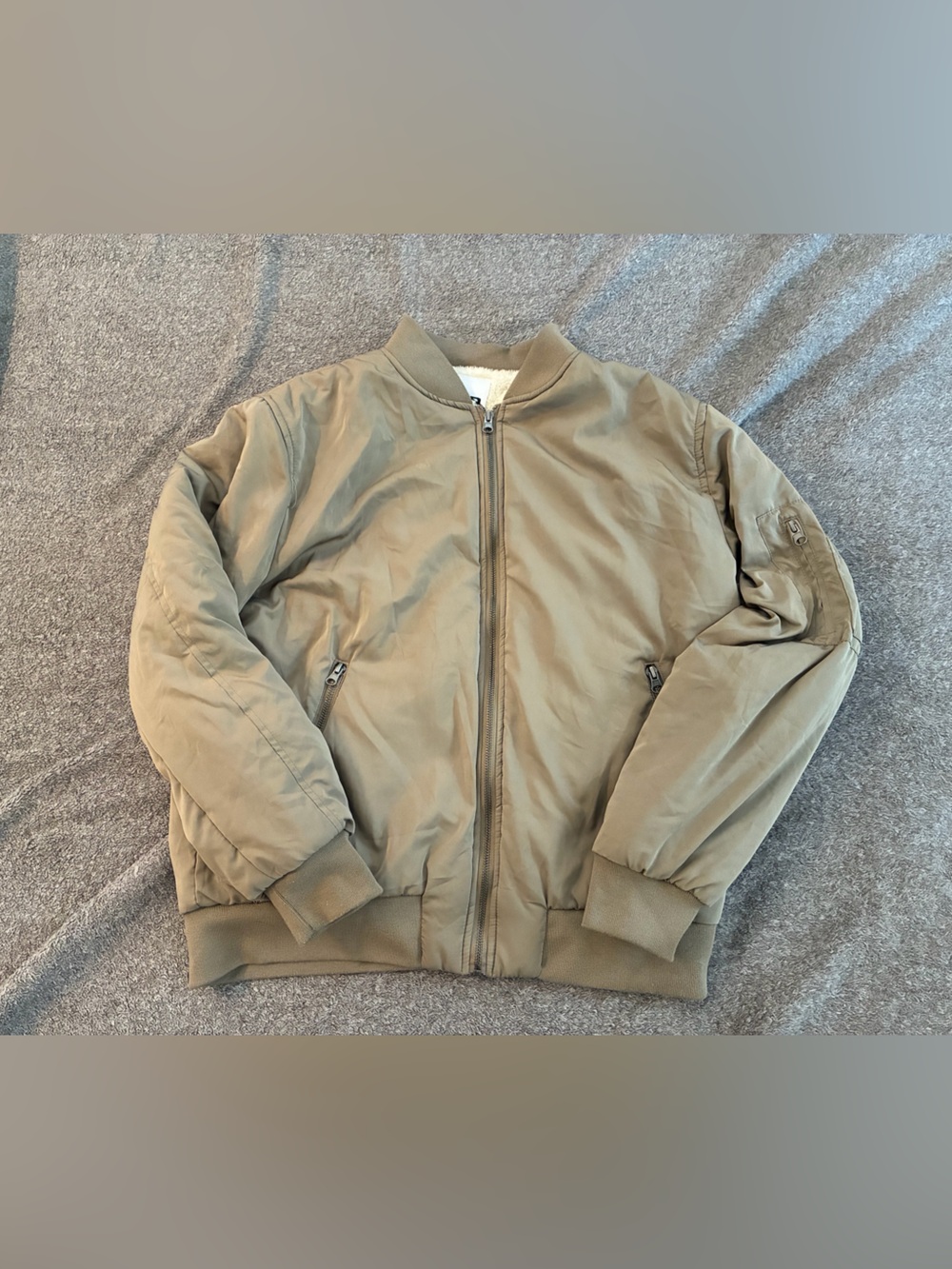RSQ Tan Bomber Jacket with Cream Sherpa Lining